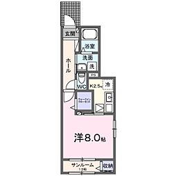 デフィ高? 1Kの間取図画像