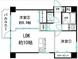 トーア亀戸マンション 2LDKの間取図画像