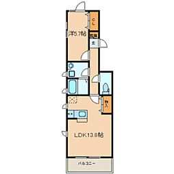グリーンパルコン 1階1LDKの間取り