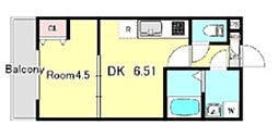 ラグランジュ新川崎 1DKの間取図画像