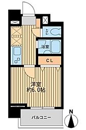 ジョイシティ住吉 6階1Kの間取り