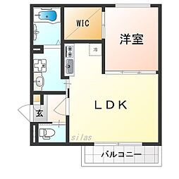オガールコートナカモズ 1階1LDKの間取り