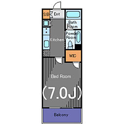 レ・サン・サーンス 2階1Kの間取り