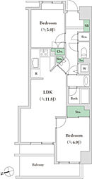 アクシアフォレスタ麻布 2LDKの間取図画像