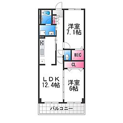 メゾン集 2階2LDKの間取り