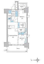 ルフォンプログレ門前仲町プレミア 13階2LDKの間取り