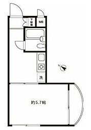 ピア清水 3階1Kの間取り