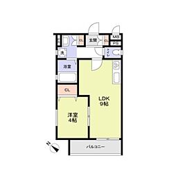 CASA CALMA南江口 1LDKの間取図画像
