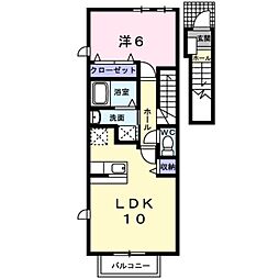 ルーナ ルーチェII 2階1LDKの間取り