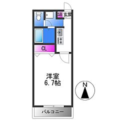 おおさか東線 JR長瀬駅 徒歩8分の賃貸アパート 3階1Kの間取り