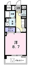 カーサ・アネーロ 1Kの間取図画像