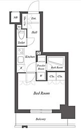 ミュージシャンズヴィラ幡ヶ谷 7階1Kの間取り
