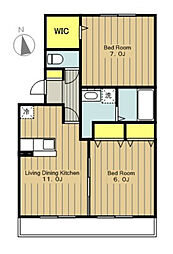 シェリール 1階2LDKの間取り