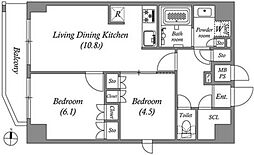 グランパセオ本所吾妻橋 7階2LDKの間取り