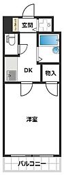 クロスステージ笹丘 1DKの間取図画像