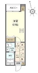 エクセラン仲六郷 3階1Kの間取り