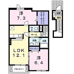 ベル・ラフレシールA 2LDKの間取図画像