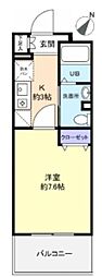 サンハイム久保田 1Kの間取図画像