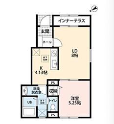 リーブルファイン坂戸末広町 1階1LDKの間取り