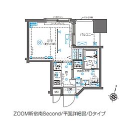 ZOOM新宿南Second 1Kの間取図画像