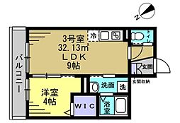 AJ稲毛 1LDKの間取図画像