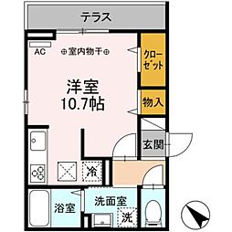 カーサ門源 1階ワンルームの間取り
