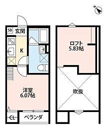 JR阪和線 富木駅 徒歩12分の賃貸アパート 1階1Kの間取り