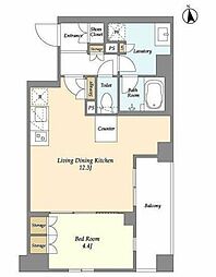 ラティエラ横濱鶴見 1LDKの間取図画像