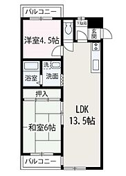 ルミエール西高島平 2階2LDKの間取り