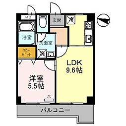ヌカタヒルズ 1LDKの間取図画像