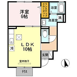能勢電鉄妙見線 山下駅 徒歩7分の賃貸アパート 1階1LDKの間取り