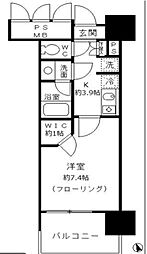 フォンテーヌ芝浦 1Kの間取図画像