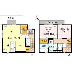 トリシアコートあべのTS 1階2LDKの間取り