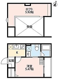 AKレジデンス 2階1Kの間取り
