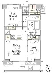 JPノイエ練馬旭丘 3階2LDKの間取り