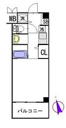 ルシアス 2階1Kの間取り