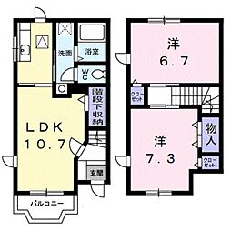 JR紀勢本線 海南駅 徒歩10分の賃貸アパート 1階2LDKの間取り