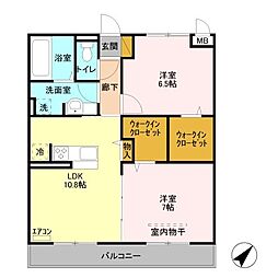 リリオコート 2LDKの間取図画像