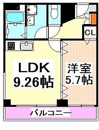 霞町五番館 2階1LDKの間取り