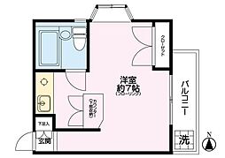 シェソワウィン 3階ワンルームの間取り