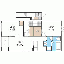パークサイド辻 2LDKの間取図画像