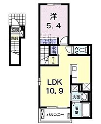 バロンドール 2階1LDKの間取り