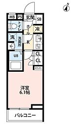 川崎市多摩区登戸マンション 1Kの間取図画像