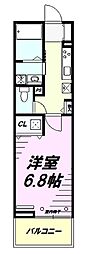 JR中央線 八王子駅 徒歩13分の賃貸アパート 2階1Kの間取り