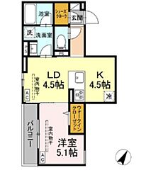 アリアリュクス 1LDKの間取図画像
