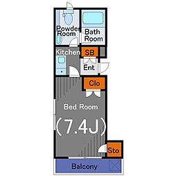 カオス目黒 3階1Kの間取り
