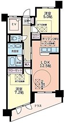 カトル・セゾン 3階2LDKの間取り