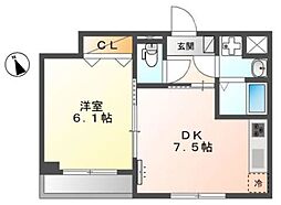 サンフォレスタ一番館 1DKの間取図画像
