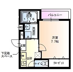 フジパレス下新庄駅東3番館 1Kの間取図画像