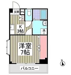 グリーンサイド 1Kの間取図画像